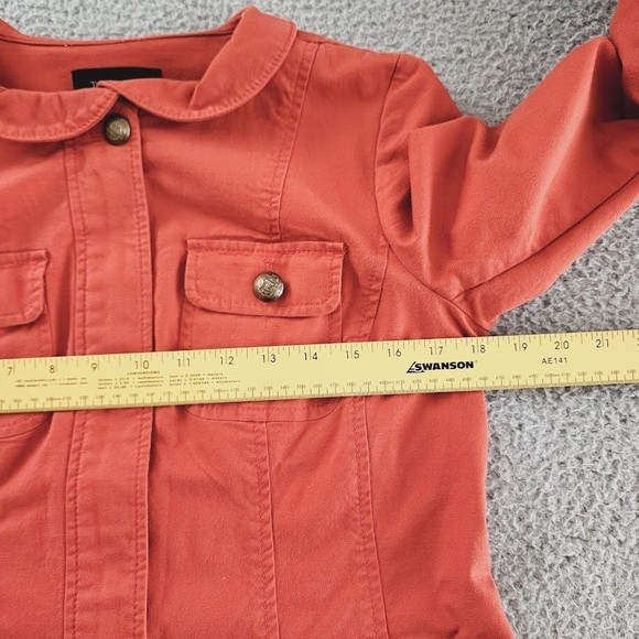 Talbots Jacket Womens Size 4 Orange Cotton Blend Denim Full Zip Grandmacore - Picture 8 of 12